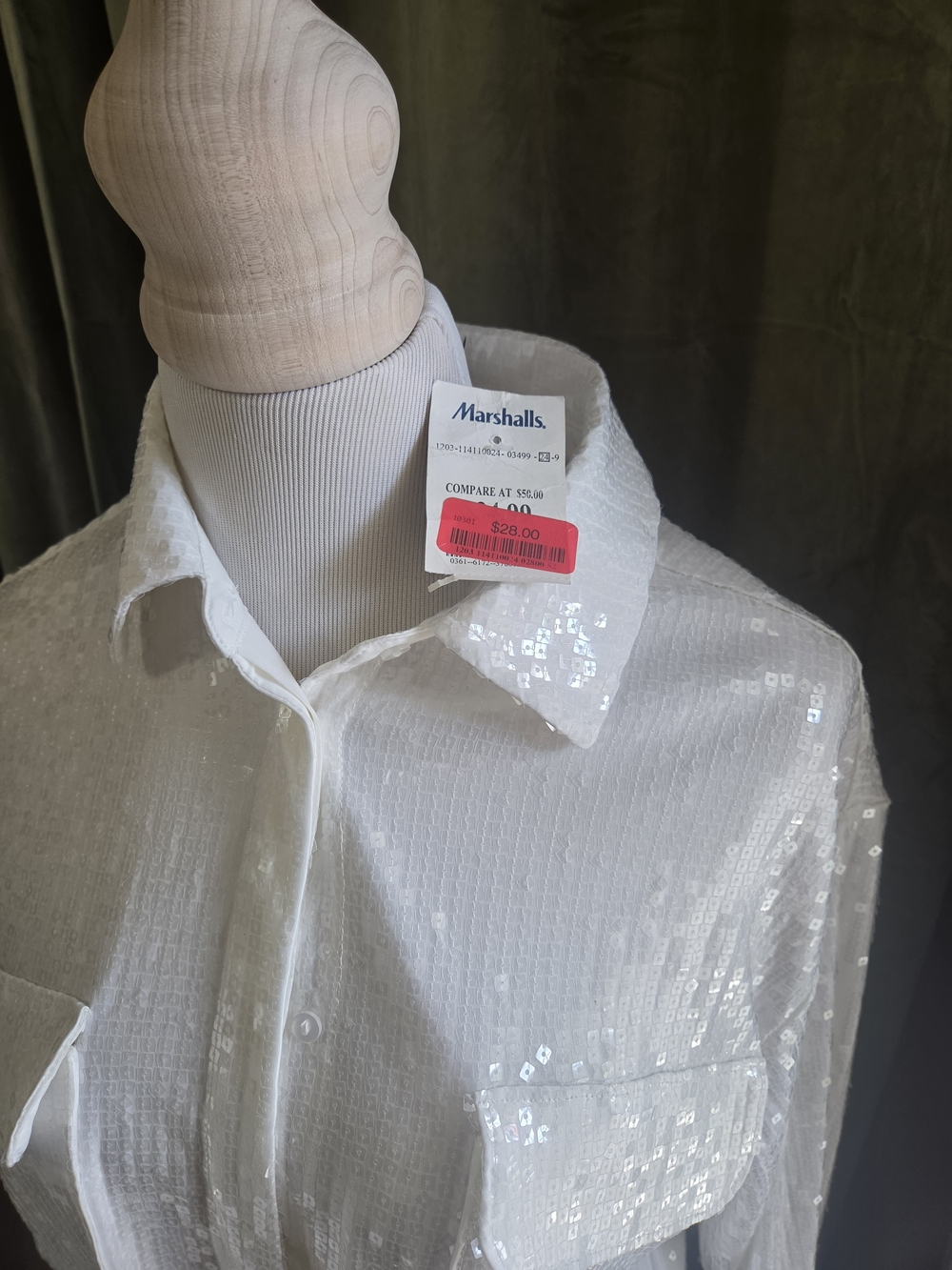 Rachel Zoe White Sequin Button-Up Blouse